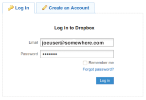 Abbildung 2: Die Perl-Applikation verweist auf Dropbox.com, wo der User seine Kenndaten eingibt, um sich zu autorisieren.