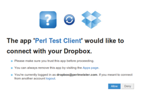 Abbildung 3: Der User bestätigt, dass er der Perl-Applikation die Verwaltung seiner Dropbox-Daten anvertraut.