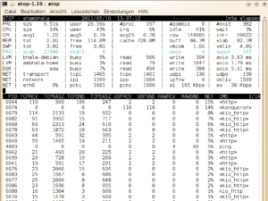 Abbildung 3: Nur mit gepatchtem Kernel zeigt Atop den Netzwerktraffic pro Prozess.