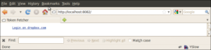Abbildung 4: Der Mojolicious-Server bringt einen Login-Link, der zu Dropbox.com verweist.