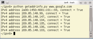 Abbildung 2: Google ist unter IPv6 und IPv4 erreichbar, wie das Python-Beispielprogramm zeigt.