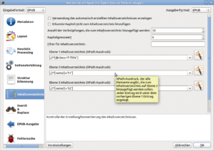 Abbildung 2: Xpath-Ausdrücke helfen beim nachträglichen Strukturieren eines in Calibre importierten ODT-Dokuments.
