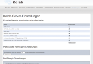Abbildung 6: Einfach, aber vollständig präsentiert sich Kolabs Admin-GUI.