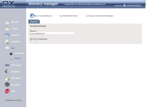Abbildung 2: Im Univention Directory Manager (UDM) der OX Application Edition (AE) lassen sich über die bei der Installation festgelegte DNS-Domain hinaus relativ einfach zusätzliche (Mail-)Domänen angeben.
