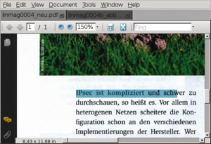 Abbildung 4: In Sandwich-PDFs liegen OCR-Text und Bitmap übereinander. Cuneiform erstellt sie via Exactimage, patzt aber bei der Platzierung des Texts.