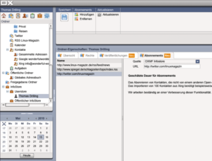 Abbildung 4: Web-2.0-fähig und vielseitig: Open-Xchange unterstützt auch RSS-News und Twitter-Feeds.