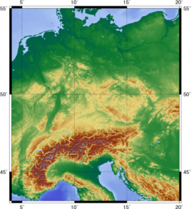 Abbildung 5: Topografische Karten benötigen Höheninformationen, die die GMT als Farbraster ausgeben. Die Farbgebung bestimmt der Benutzer in simplen Textdateien.