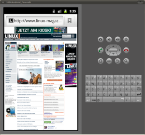 Abbildung 3: Das virtuelle Android zeigt die Website des Linux-Magazins.