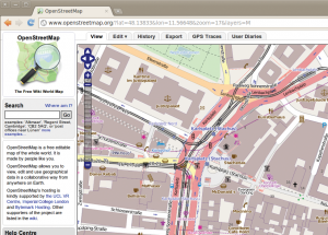 Abbildung 1: Das Openstreetmap-Projekt zeigt die freie Karte der Münchner Innenstadt.