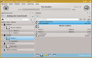 Abbildung 2: Der Musikplayer Amarok unterstützt das Ampache-API und spielt die Musikdateien aus der Owncloud direkt ab.