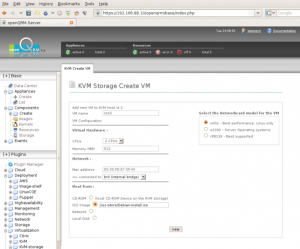 Abbildung 3: Die Abstraktion spiegelt sich bei Open QRM nur zum Teil im Interface für Admins – das ist wohl besser so: &raquo;KVM anlegen&laquo; klingt eindeutiger als &raquo;Virtualisierungsressource anlegen&laquo;.