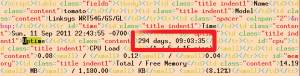 Abbildung 3: Die Javascript-Engine hat die hier hervorgehobenen Uptime-Daten eingefüllt, nachdem sie das Modul WWW::Scripter ausgeführt hat.