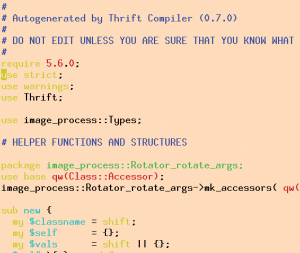 Abbildung 2: Der Thrift-Compiler generiert aus der Thrift-Definition Perl-Code.