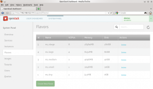 Abbildung 2: Fünf Flavors sind ab Werk definiert, neue fügt der Admin per Mausklick im Dashboard hinzu.