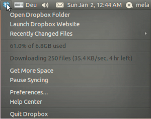 Abbildung 1: Über dieses Tray-Symbol steuert der Linux-Anwender den Dropbox-Dienst.
