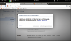 Abbildung 1: Anwender folgen an dieser Stelle einfach dem Standardweg &raquo;OK, alles synchronisieren&laquo; oder nehmen über &raquo;Erweitert&laquo; beziehungsweise den Browser-Konfigurationsdialog das Feintuning vor.