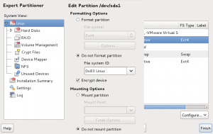 Abbildung 1: Schon lange bietet Yast an, während der Installation oder danach Partitionen zu verschlüsseln, hier unter Gnome 3 auf Open Suse 11.4.