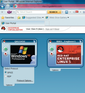 Abbildung 15: Die Anmeldung mit Spice an einem Red-Hat-Virtualisierungscluster funktioniert unter Windows besser als unter Linux.