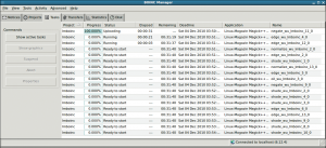 Abbildung 2: Der Boinc-Manager zeigt den Bearbeitungsstand aller Workunits und erlaubt es dem Anwender, Jobs zu pausieren oder abzubrechen.