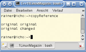 Abbildung 2: Eine Lambda-Funktion erfasst Variablen durch Kopie (erste Ergebniszeile) oder durch Referenz (zweites Ergebnis).