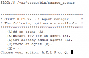 Abbildung 3: Das Skript »manage_agents« stellt ein einfaches Menü zur Verfügung, mit dem Admins die Client-Agenten auf dem Server registrieren.