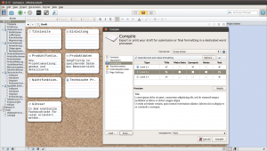 Abbildung 3: In der Schreibumgebung Scrivener legen Autoren das Layout ihrer Texte an zentraler Stelle fest, das heißt im Compile-Dialog. Beim Einbinden von Bildern bereitet das Tool jedoch Probleme.