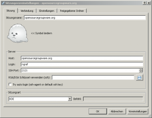 Abbildung 3: Auch für Windows-Clients: Anmeldung an einem Linux-Server mit X2go.