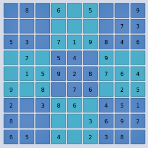 Abbildung 3: Beim Sudoku müssen alle Felder mit Zahlen von 1 bis 9 belegt werden. Eine Ziffer darf in Reihe, Spalte und Block nur einmal vorkommen.