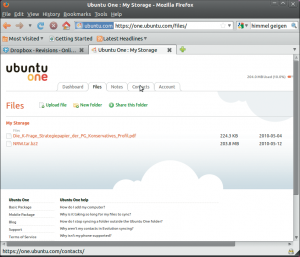Abbildung 4: Über das Webinterface von Ubuntu One können Anwender Daten löschen, verschieben, umbenennen und für andere Benutzer freigeben. Ein Besuch beim Onlinedienst ist in jedem Fall nötig, um eine Freigabe zu widerrufen.