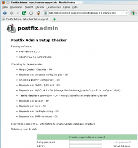 Abbildung 4: Ist der Selbsttest erfolgreich, kann der Admin den Super-User anlegen.