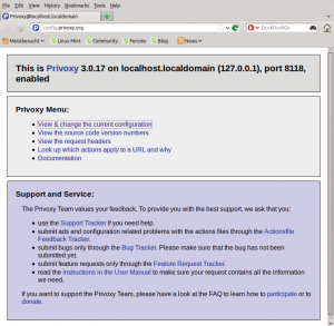 Abbildung 5: Nach der Installation aus den Ubuntu- oder Suse-Repositories oder dem Quelltext meldet sich Privoxy, indem es eine Webseite umleitet.