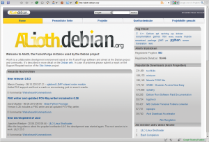 Abbildung 5: Alioth-Debian.org setzt auf den von Fusionforge weiterhin gepflegten Code der letzten freien Version der Sourceforge-Software.