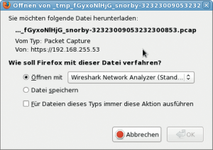 Abbildung 6: Open FPC bietet die PCAP-Datei zum direkten Download und Import in Wireshark an.