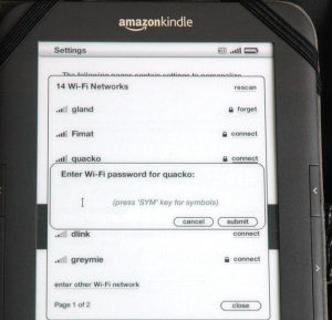 Abbildung 6: Beim Verbinden des Kindle mit einem Wireless-Netzwerk lässt sich kein Proxy einstellen.