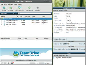 Abbildung 6: Schlank und auskunftsfreudig – so präsentiert sich der Teamdrive-Client auf dem Linux-Desktop.