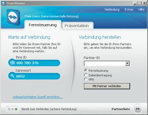 Abbildung 7: Die Anmeldung an einer Remote-Sitzung erfolgt bei Teamviewer über die eindeutige ID des Clients.