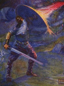 Abbildung 8: Beowulf im Kampf mit dem Drachen.
