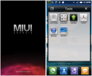 Abbildung 8: Bootanimation und Ordner-Look&Feel von Miui. Das chinesische Custom-ROM setzt am GUI auf Apple-Ästhetik und glänzt durch viele Themes.