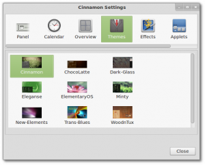 Themenauswahl in Cinnamon.
