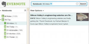 Abbildung 2: Vorher: Die Inbox des Evernote-Users zeigt zunächst nur einen lesenswerten Artikel …