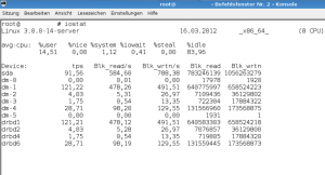 Abbildung 3: Iostat informiert über CPUs und eingehängte Blockgeräte.