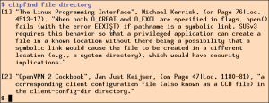 Abbildung 5: Die Volltextsuche &raquo;clipfind&laquo; gibt alle angestrichenen Textstellen aus, die sowohl das Wort &raquo;file&laquo; als auch das Wort &raquo;directory&laquo; enthalten.