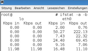 Abbildung 5: Alle oder einzelne Netzwerkinterfaces lassen sich mit Ifstat beobachten.
