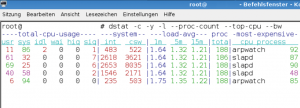 Abbildung 9: Dstat verwandelt sich mit den richtigen Optionen in eine Art Iostat und beobachtet die CPU-Auslastung.