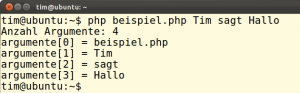 Abbildung 1: Die dem Programm übergebenen Argumente lassen sich auch in PHP-Skripten auswerten.