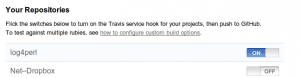 Abbildung 1: Legt der Travis-User den Schalter für ein Projekt um, benachrichtigt Github den Travis-Service bei jedem Code-Update.