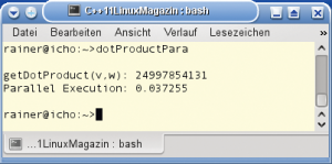 Abbildung 2: Der Einsatz von vier parallelen Threads verkürzt die Laufzeit deutlich.