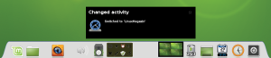 Abbildung 2: Project Hamster spielt auch mit dem Avant Window Navigator unter Linux Mint zusammen. Die animierte Leiste am unteren Bildschirmrand zeigt im Applet deutlich an, wenn ein Benutzer zu einer anderen Aktivität wechselt.