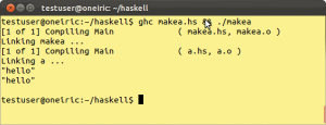Abbildung 2: Funktioniert fast wie ein Shellskript: Haskell kompiliert Quellcode und führt das Resultat aus.