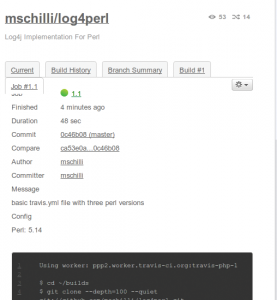 Abbildung 3: Direkt nach einem Code-Update auf Github wirft Travis-ci.org die Testsuite an.